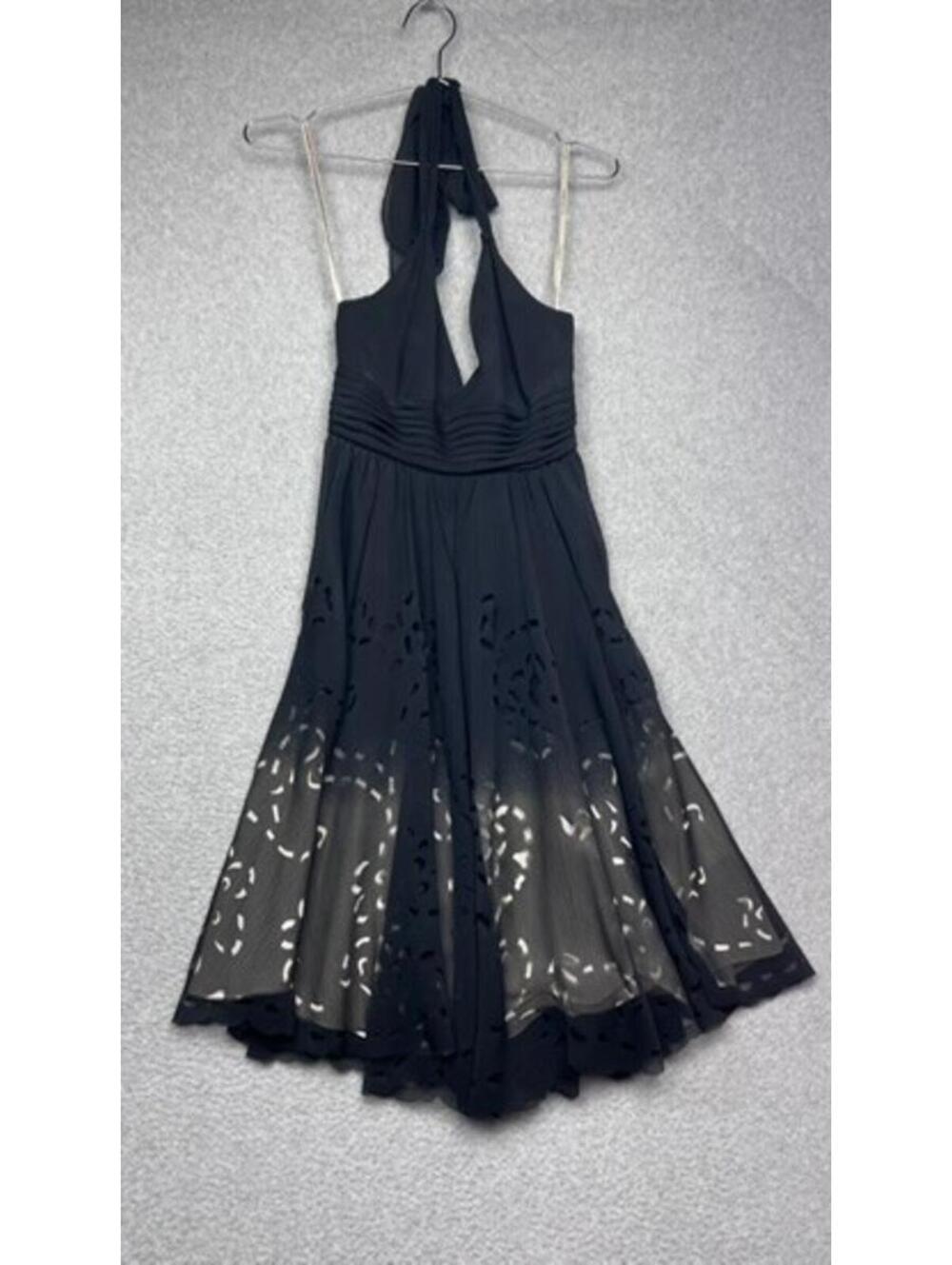 Karen Millen Laser Cut Organza Halter Dress 4 Whimsygoth Gothic Y2K Coquette